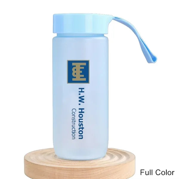 18.5 oz Frosted Clear Plastic Water Bottle with Carry Strap