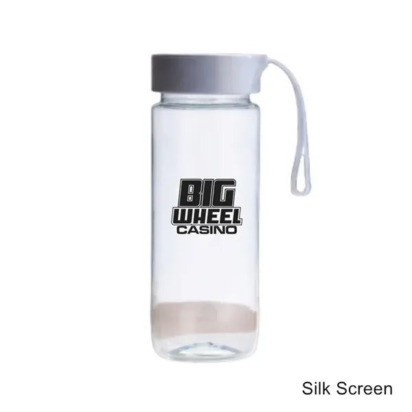 18.5 oz Frosted Clear Plastic Water Bottle with Carry Strap