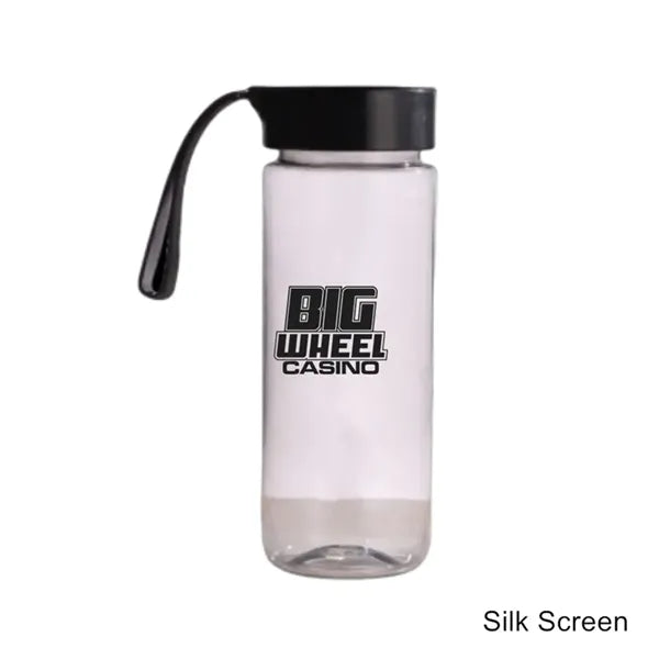 18.5 oz Frosted Clear Plastic Water Bottle with Carry Strap