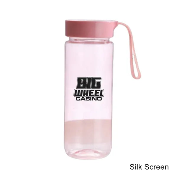 18.5 oz Frosted Clear Plastic Water Bottle with Carry Strap