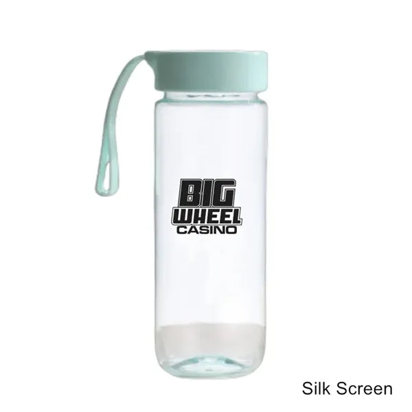 18.5 oz Frosted Clear Plastic Water Bottle with Carry Strap
