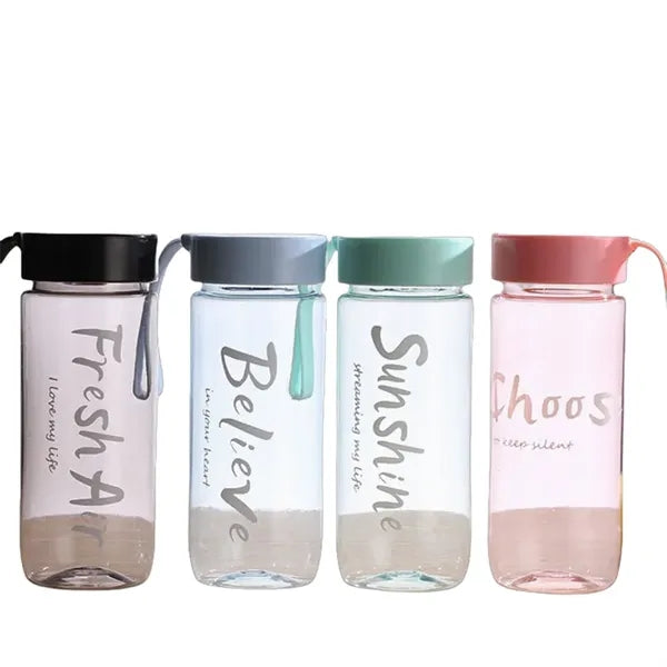 18.5 oz Frosted Clear Plastic Water Bottle with Carry Strap