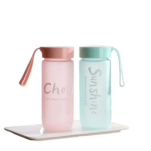 18.5 oz Frosted Clear Plastic Water Bottle with Carry Strap