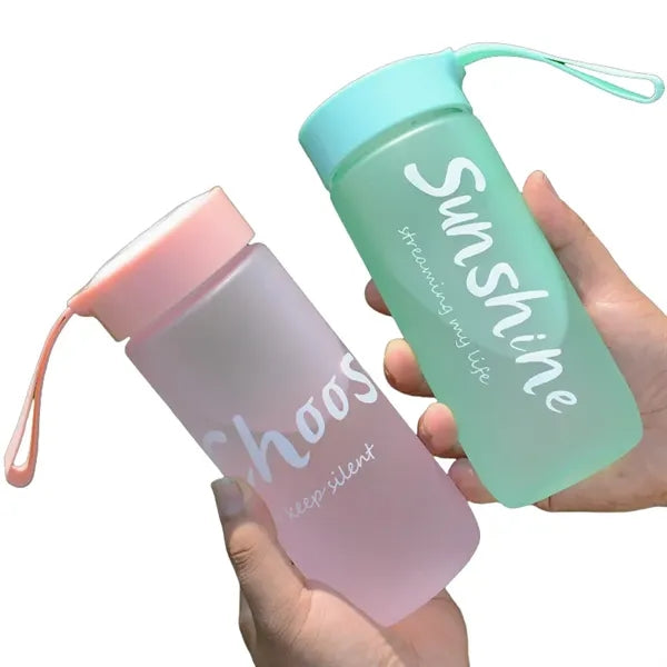 18.5 oz Frosted Clear Plastic Water Bottle with Carry Strap