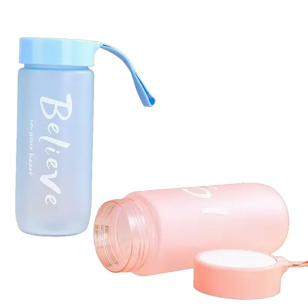 18.5 oz Frosted Clear Plastic Water Bottle with Carry Strap
