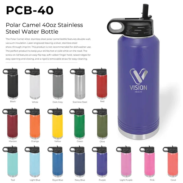 Polar Camel 40oz Stainless Steel Water Bottle