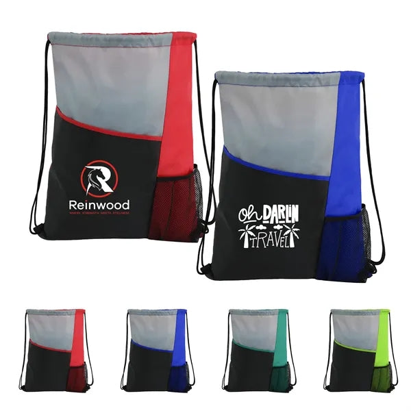 Drawstring Sports Backpack with Slant Pocket