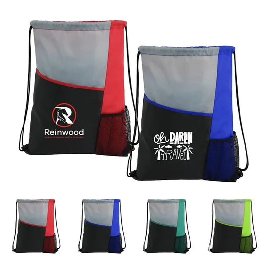 Drawstring Sports Backpack with Slant Pocket
