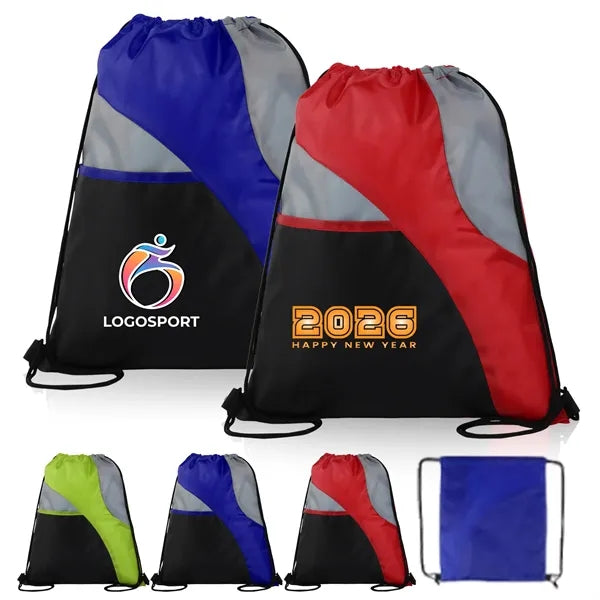 Tri-Color Drawstring Cinch Backpack