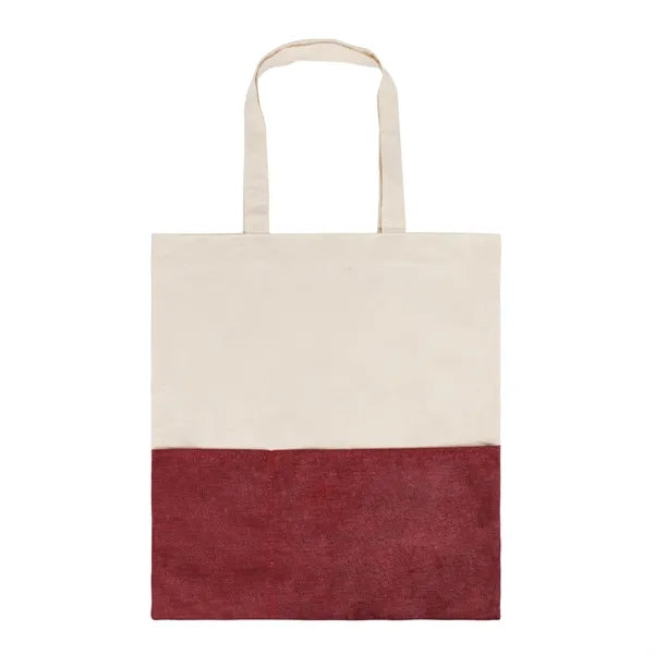 Cotton/ Burlap Tote with Pocket
