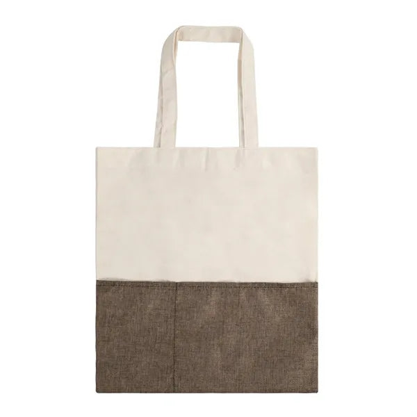 Cotton/ Burlap Tote with Pocket