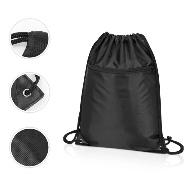 420D RPET Zipper Drawstring Backpack