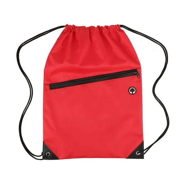 Nylon Cinch Backpack with Zipper Pocket