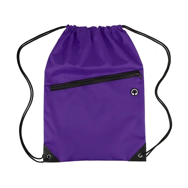 Nylon Cinch Backpack with Zipper Pocket