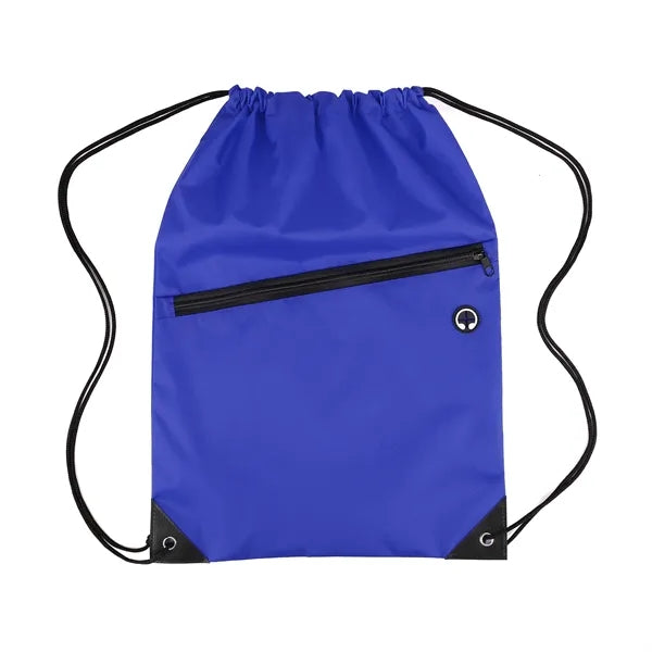 Nylon Cinch Backpack with Zipper Pocket