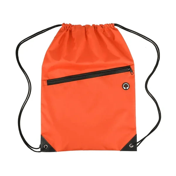 Nylon Cinch Backpack with Zipper Pocket