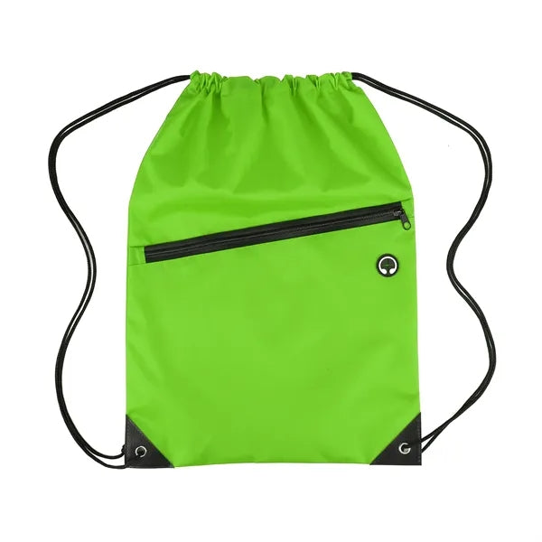 Nylon Cinch Backpack with Zipper Pocket