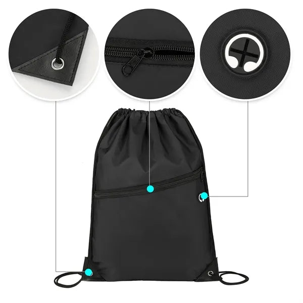 Nylon Cinch Backpack with Zipper Pocket