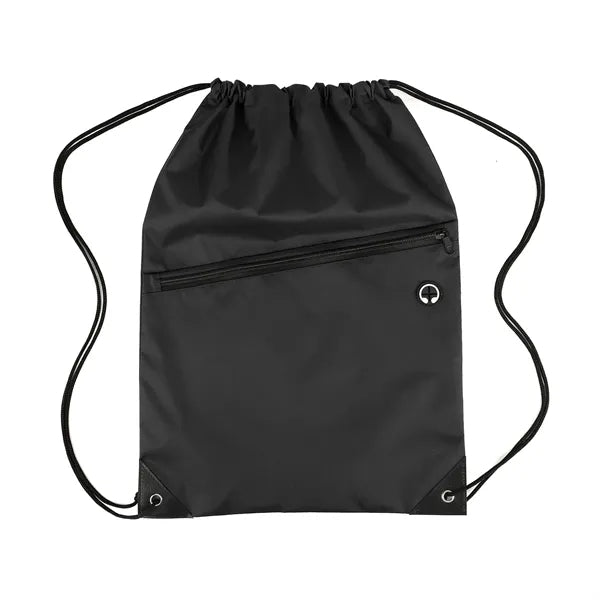 Nylon Cinch Backpack with Zipper Pocket