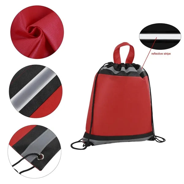 Reflective Non-Woven Drawstring Cinch Bag