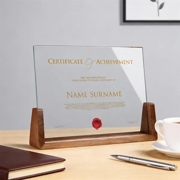Mirror Recognition Plaque on Wood Base