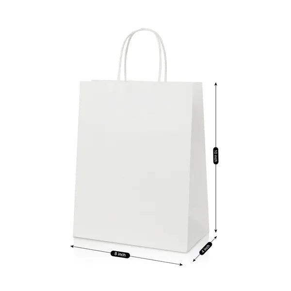 White Kraft Paper Shopper Tote Bag With Handles