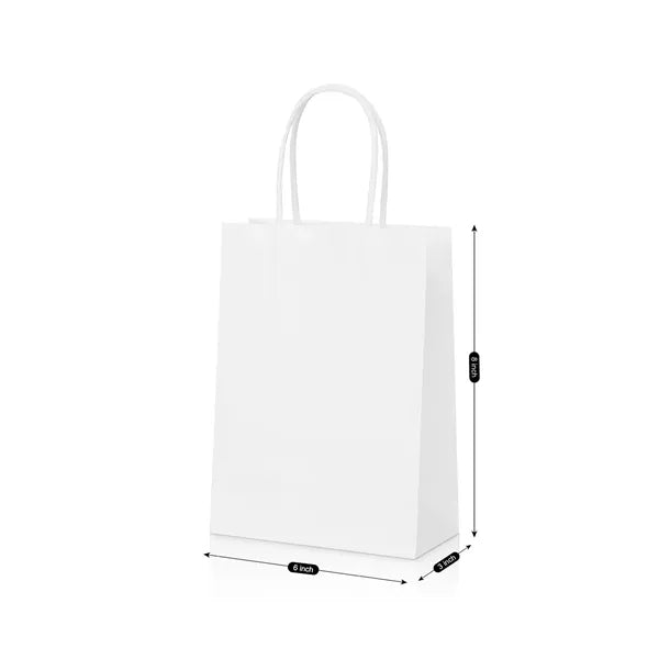 White Kraft Paper Shopper Tote Bag With Handles