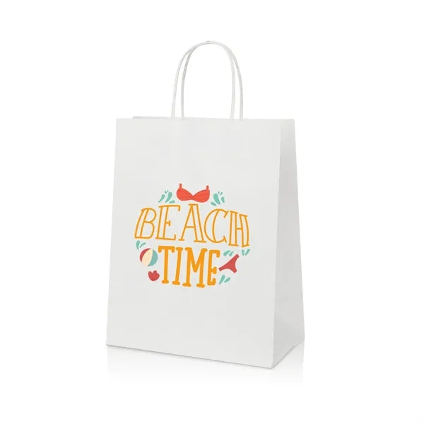 White Kraft Paper Shopper Tote Bag With Handles