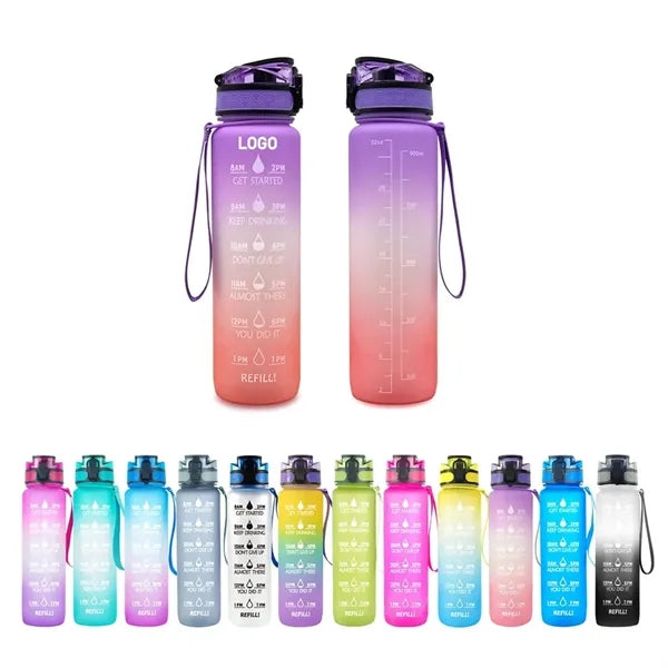 Large Water Bottle with Motivational Time Marker