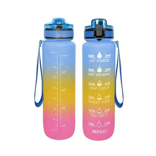 Large Water Bottle with Motivational Time Marker