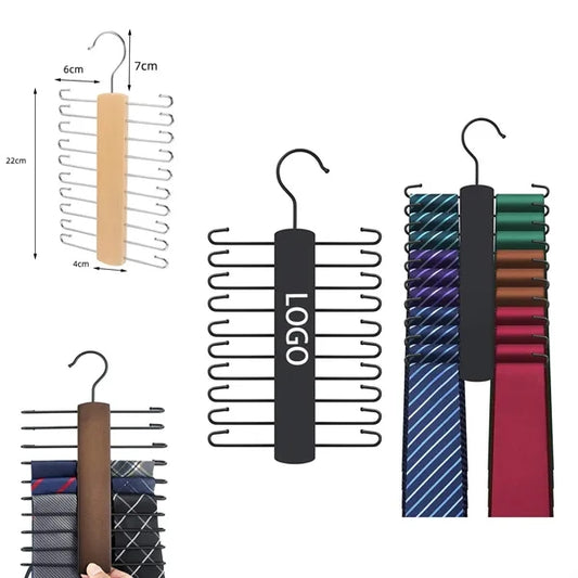 Rotating Wooden Tie Rack