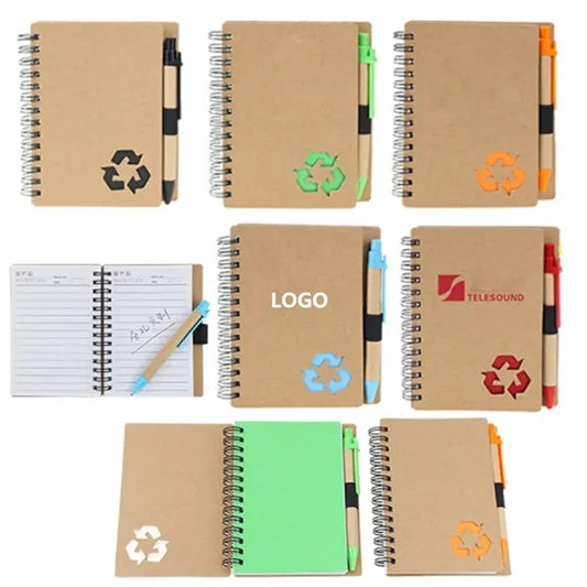 Spiral Notebook Lined Notepad with Pen in Holder