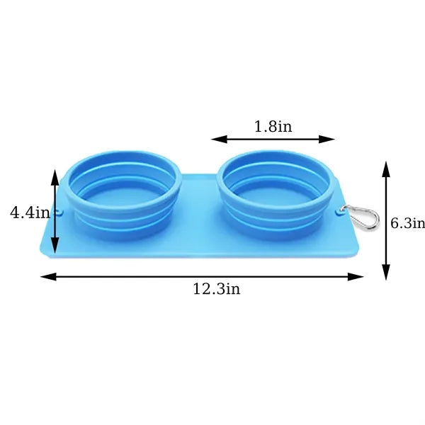 Collapsible Silicone Double Dog Bowl Travel