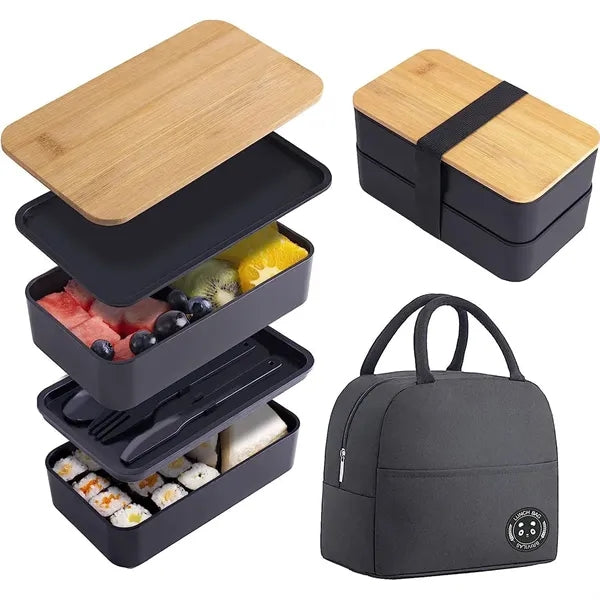 Double-Layer Bento Box w/ Bamboo Lid