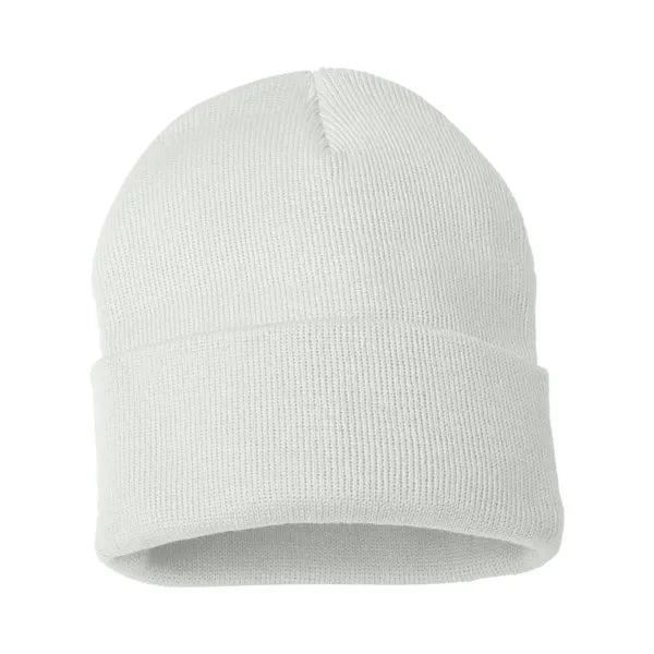 Cuffed Beanie With Faux Leather Patch