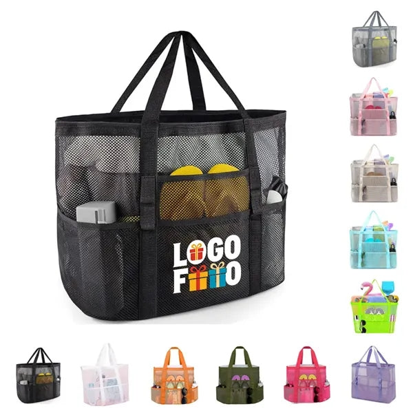 Large Mesh Beach Bag Multi Pocket for Outdoor Daily Use
