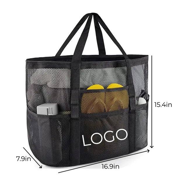 Large Mesh Beach Bag Multi Pocket for Outdoor Daily Use