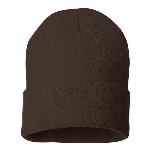 Cuffed Beanie With Faux Leather Patch