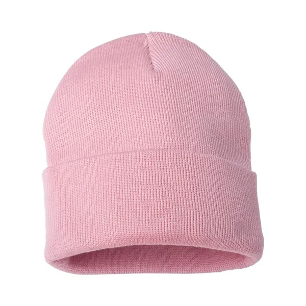 Cuffed Beanie With Faux Leather Patch