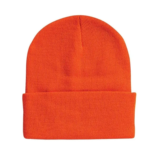 Cuffed Beanie With Faux Leather Patch