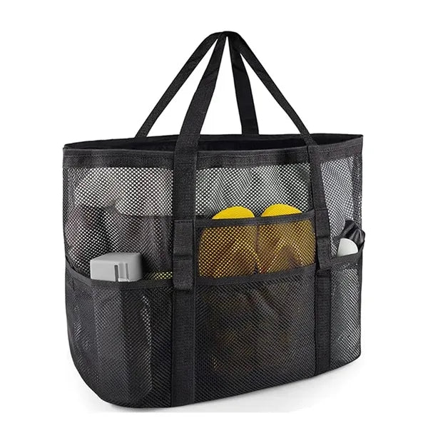 Large Mesh Beach Bag Multi Pocket for Outdoor Daily Use