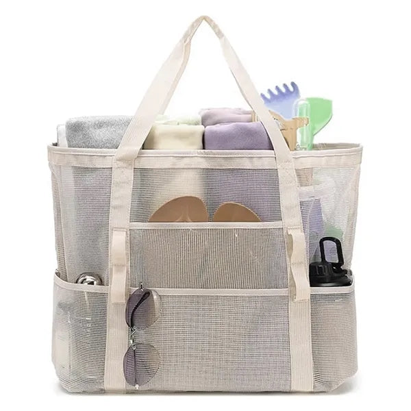 Large Mesh Beach Bag Multi Pocket for Outdoor Daily Use
