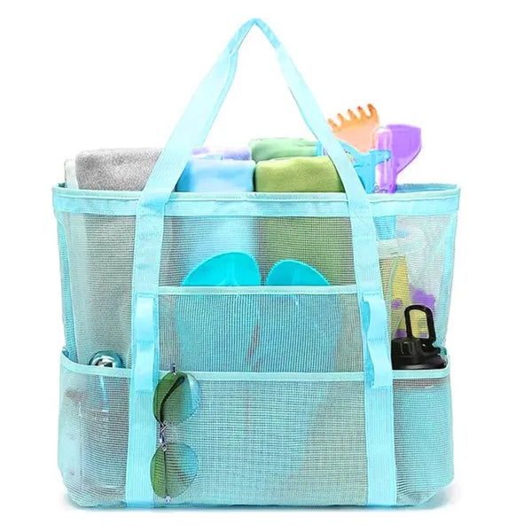 Large Mesh Beach Bag Multi Pocket for Outdoor Daily Use