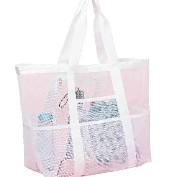Large Mesh Beach Bag Multi Pocket for Outdoor Daily Use
