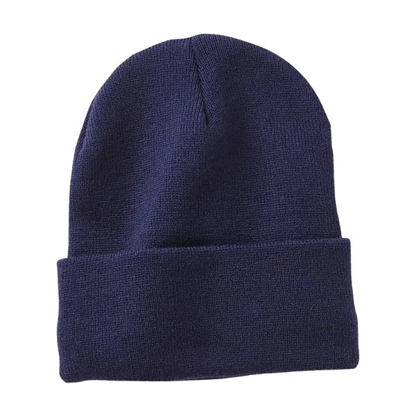 Cuffed Beanie With Faux Leather Patch