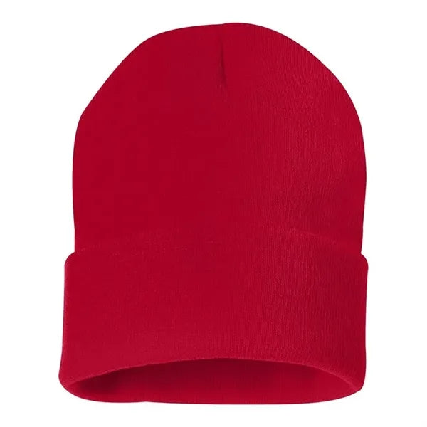 Cuffed Beanie With Faux Leather Patch