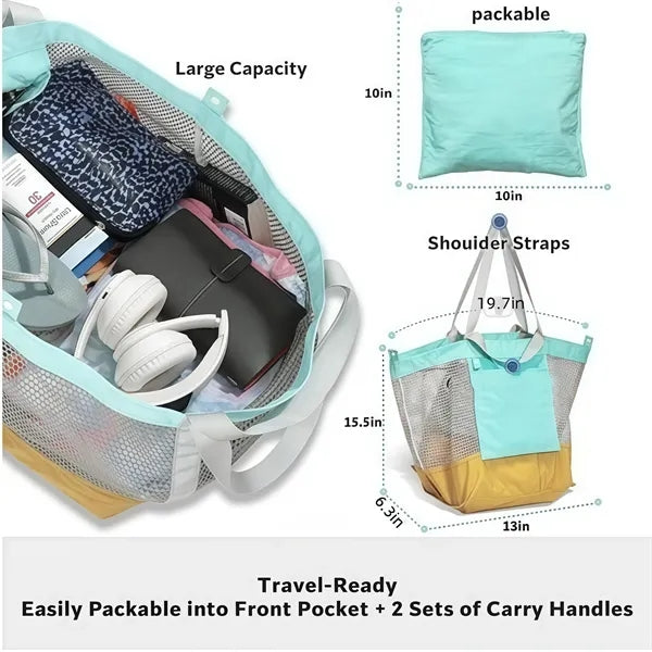 Packable Mesh Beach Tote Bag Large Capacity for Beach