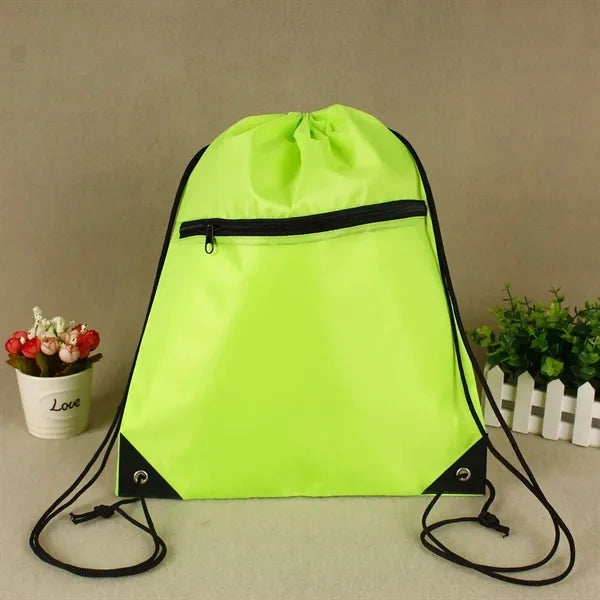 Zippered Sports Drawstring Backpack