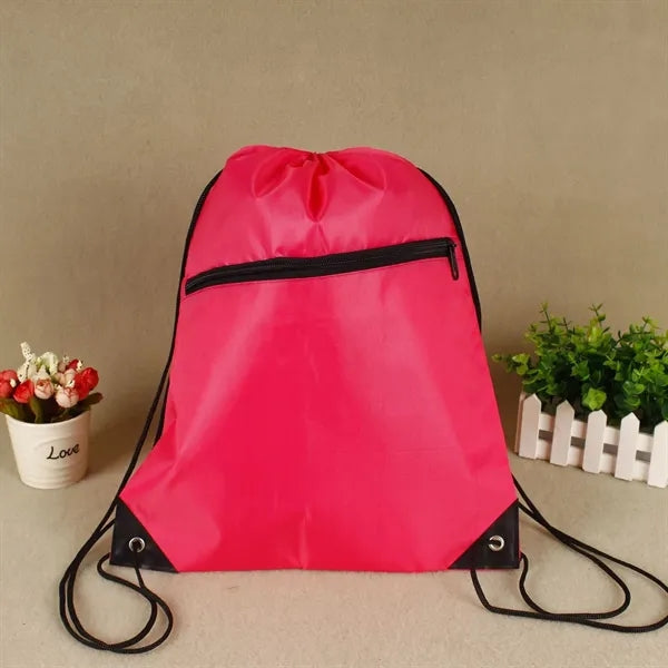 Zippered Sports Drawstring Backpack