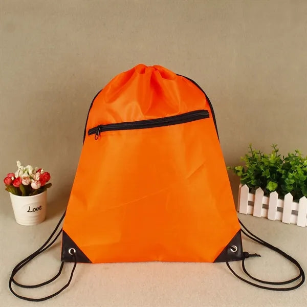 Zippered Sports Drawstring Backpack